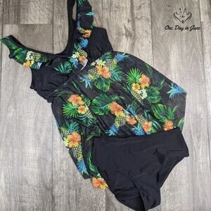 Holipick V Neck Mesh Tankini Swimsuit Size M